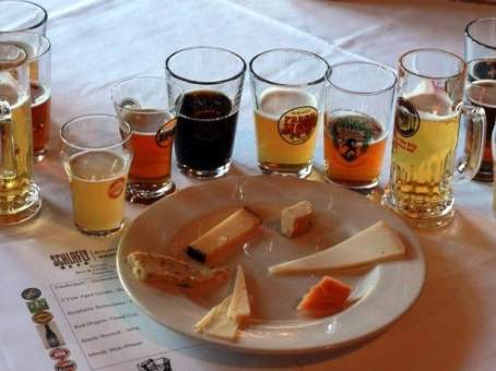 Flight of Beer With Cheese Tray