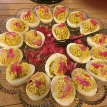 Gourmet Deviked Eggs With Pickled Red Onion